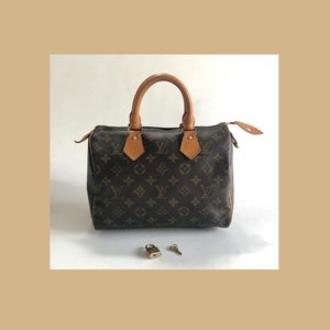 Auth LOUIS VUITTON Monogram SPEEDY 25 & LOCK & KEY